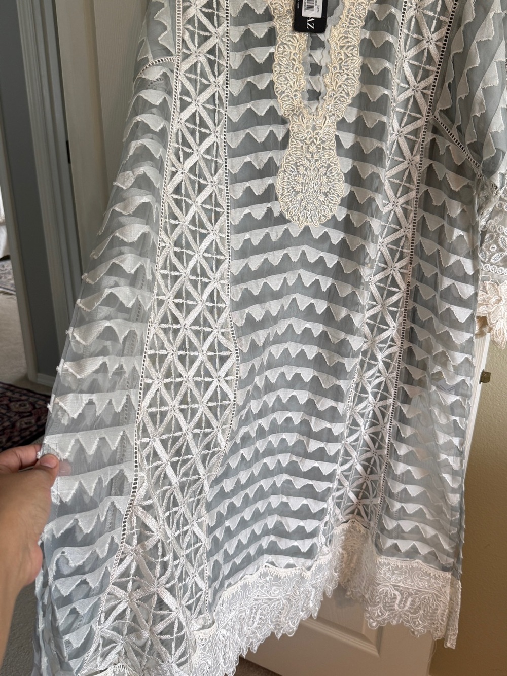 Sana Safinaz Embroidered Net Tunic + Slip — Size XL — NWT - Picture 7 of 10